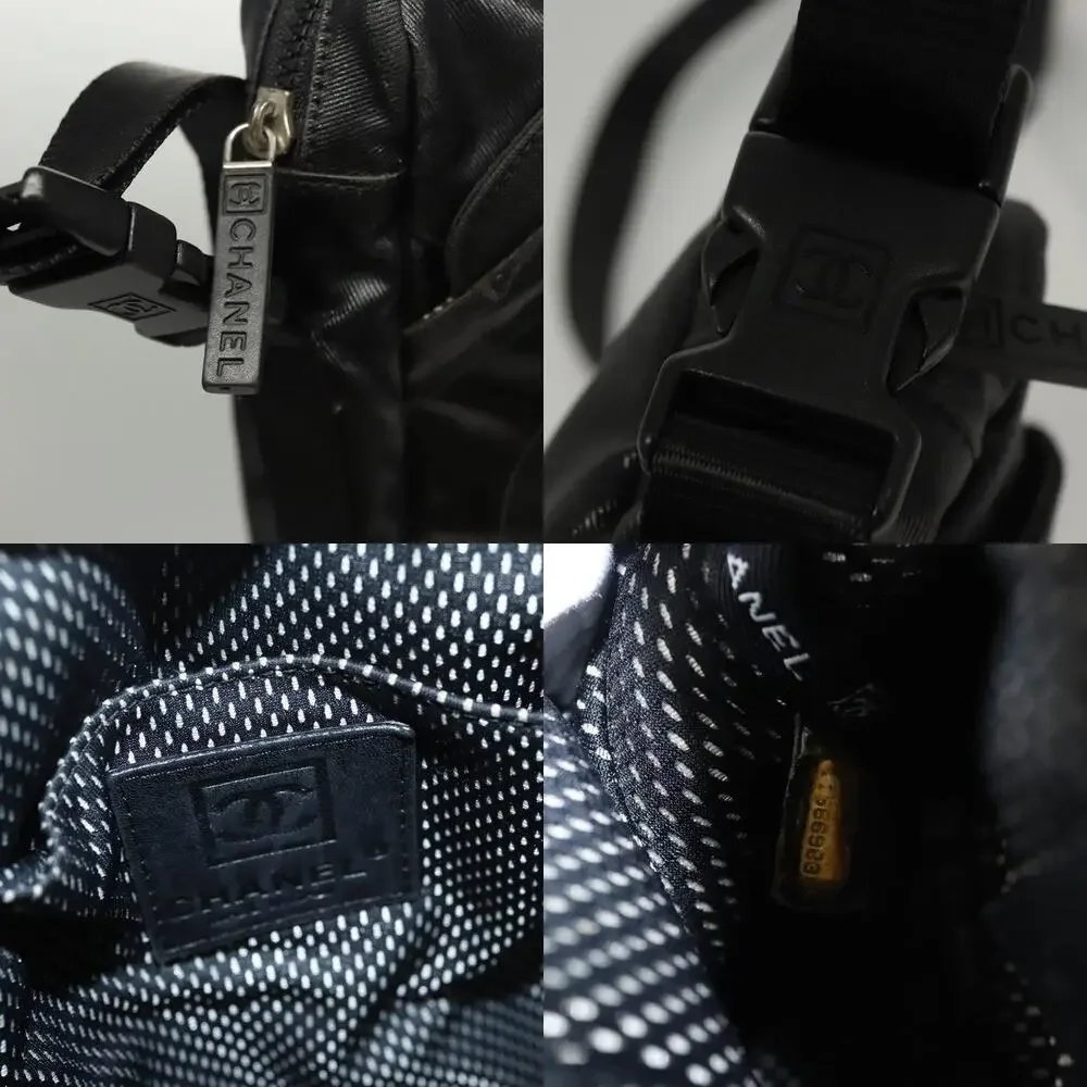 Chanel Coated Canvas Sports Shoulder Bag Black